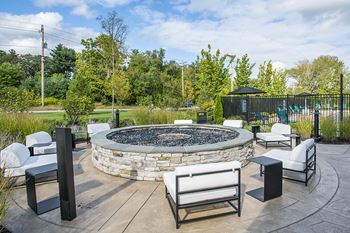 Cushy Outdoor Fireplace with Seating